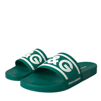 Dolce & Gabbana Green White Sandals Rubber Beachwear Shoes