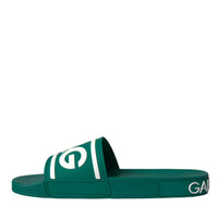 Dolce & Gabbana Green White Sandals Rubber Beachwear Shoes