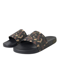 Dolce & Gabbana Multicolor Camouflage Leather Beachwear Men Shoes