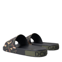 Dolce & Gabbana Multicolor Camouflage Leather Beachwear Men Shoes