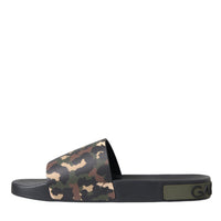 Dolce & Gabbana Multicolor Camouflage Leather Beachwear Men Shoes