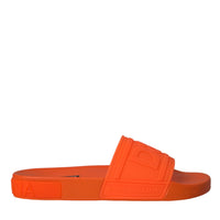 Dolce & Gabbana Orange Rubber Slides Sandals Beachwear Shoes