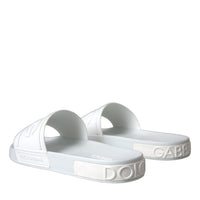 Dolce & Gabbana White Rubber Slides Sandals Beachwear Shoes