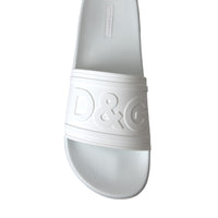 Dolce & Gabbana White Rubber Slides Sandals Beachwear Shoes