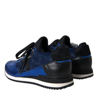 Dolce & Gabbana Blue Black Calf Hair Leather Sneakers Shoes