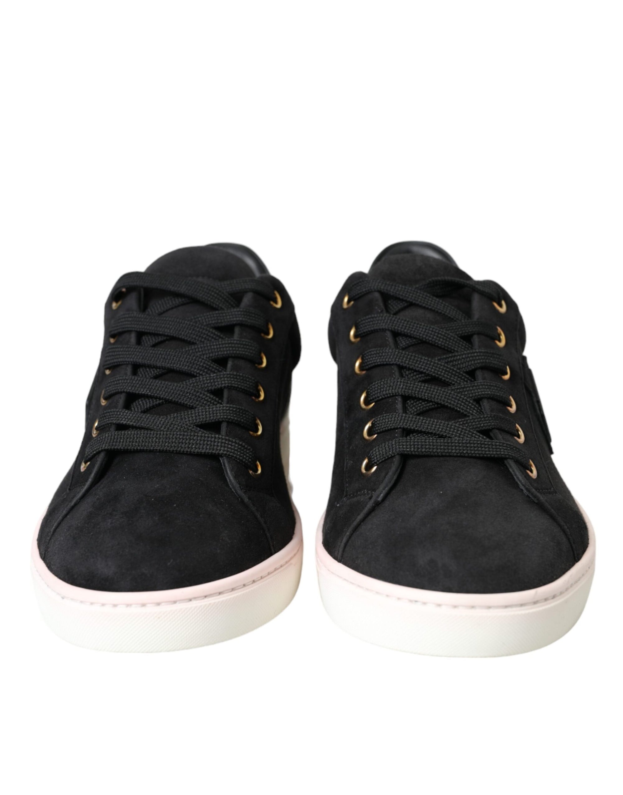 Dolce &amp; Gabbana Black Suede Leather Men Low Top Sneakers Men Shoes