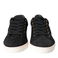 Dolce & Gabbana Black Suede Leather Men Low Top Sneakers Men Shoes