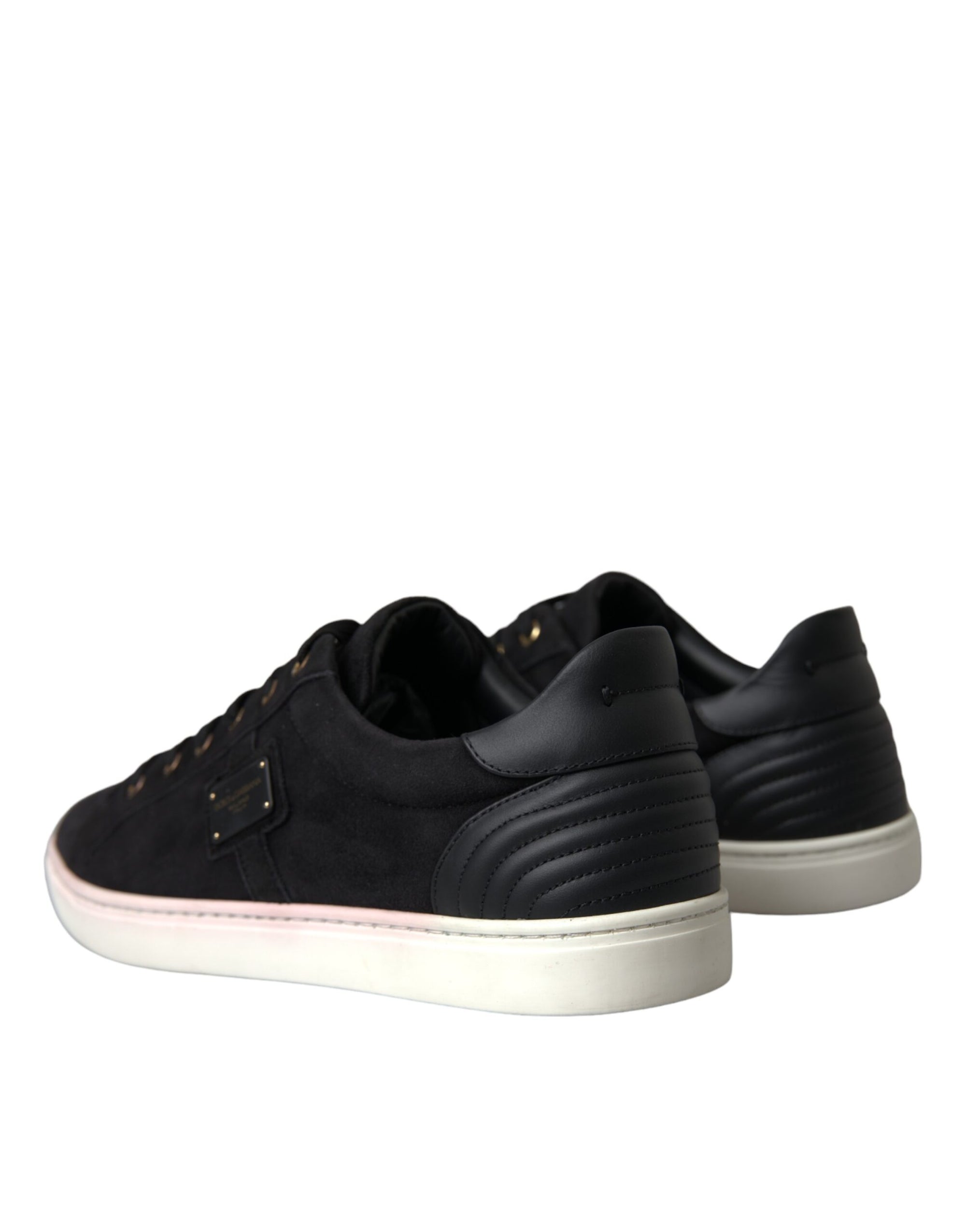Dolce &amp; Gabbana Black Suede Leather Men Low Top Sneakers Men Shoes