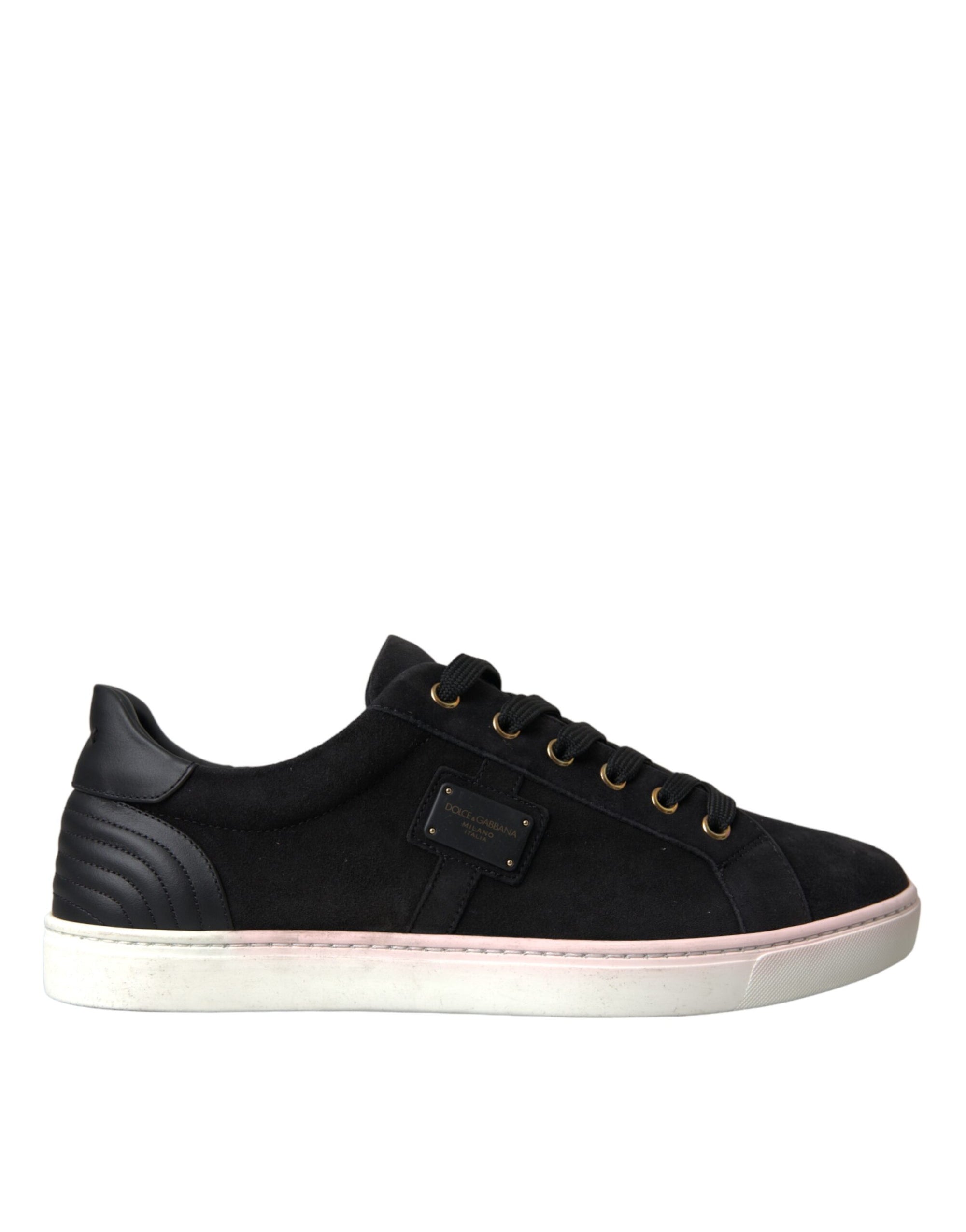 Dolce &amp; Gabbana Black Suede Leather Men Low Top Sneakers Men Shoes