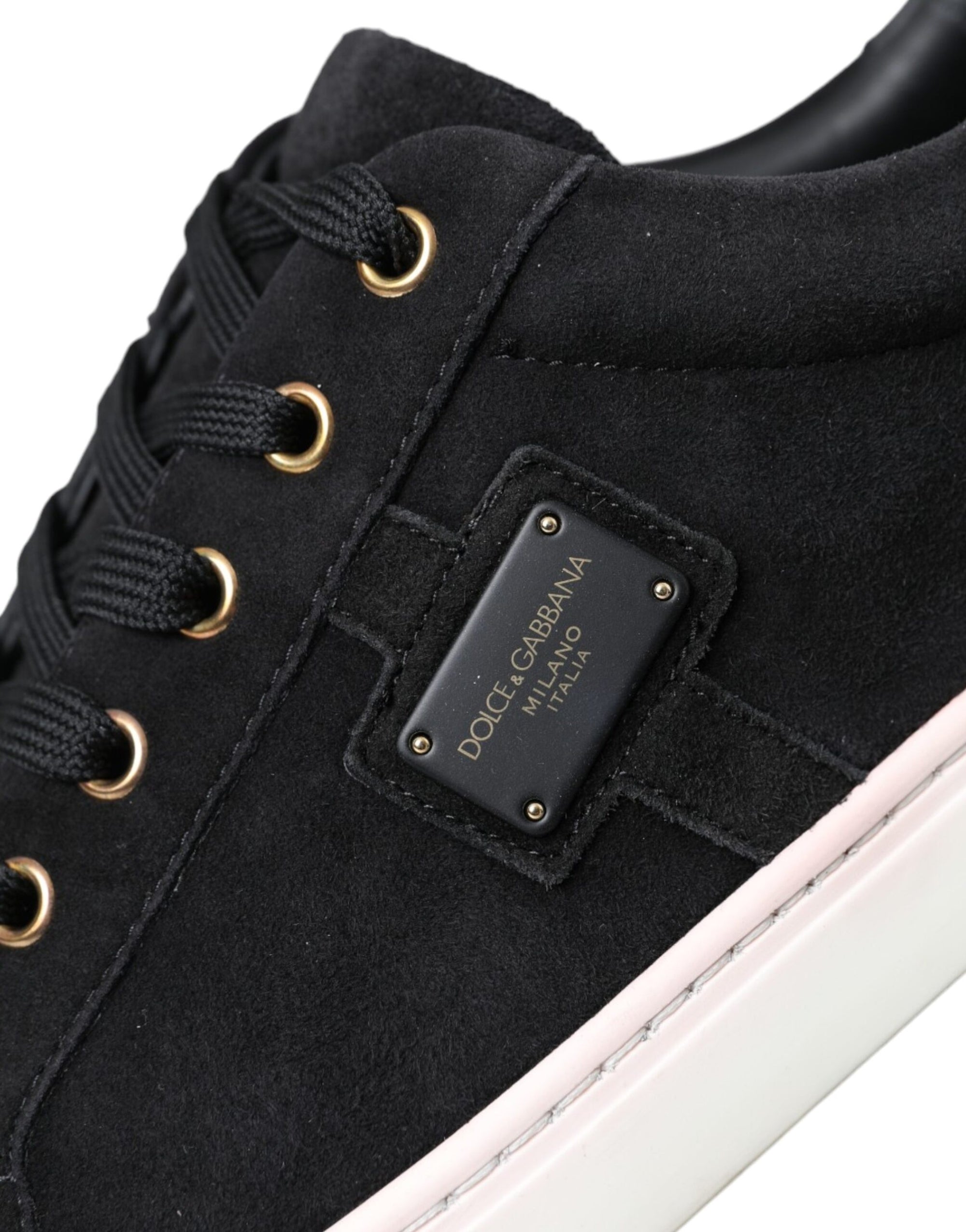 Dolce &amp; Gabbana Black Suede Leather Men Low Top Sneakers Men Shoes