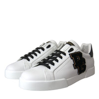 Dolce & Gabbana White Leather DG Logo Casual Low Top Sneakers Shoes