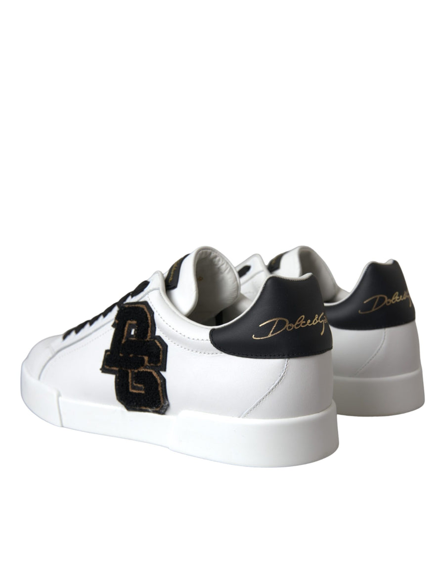 Dolce & Gabbana White Leather DG Logo Casual Low Top Sneakers Shoes