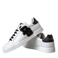 Dolce & Gabbana White Leather DG Logo Casual Low Top Sneakers Shoes