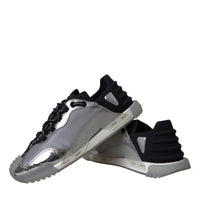 Dolce & Gabbana Silver Black Nylon NS1 Low Top Sneakers Men Shoes