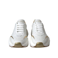 Dolce & Gabbana White Gold DAYMASTER Leather Sneakers Shoes