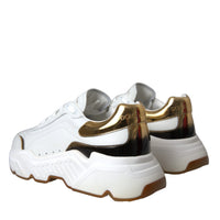 Dolce & Gabbana White Gold DAYMASTER Leather Sneakers Shoes