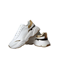 Dolce & Gabbana White Gold DAYMASTER Leather Sneakers Shoes