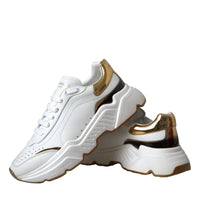 Dolce & Gabbana White Gold DAYMASTER Leather Sneakers Shoes