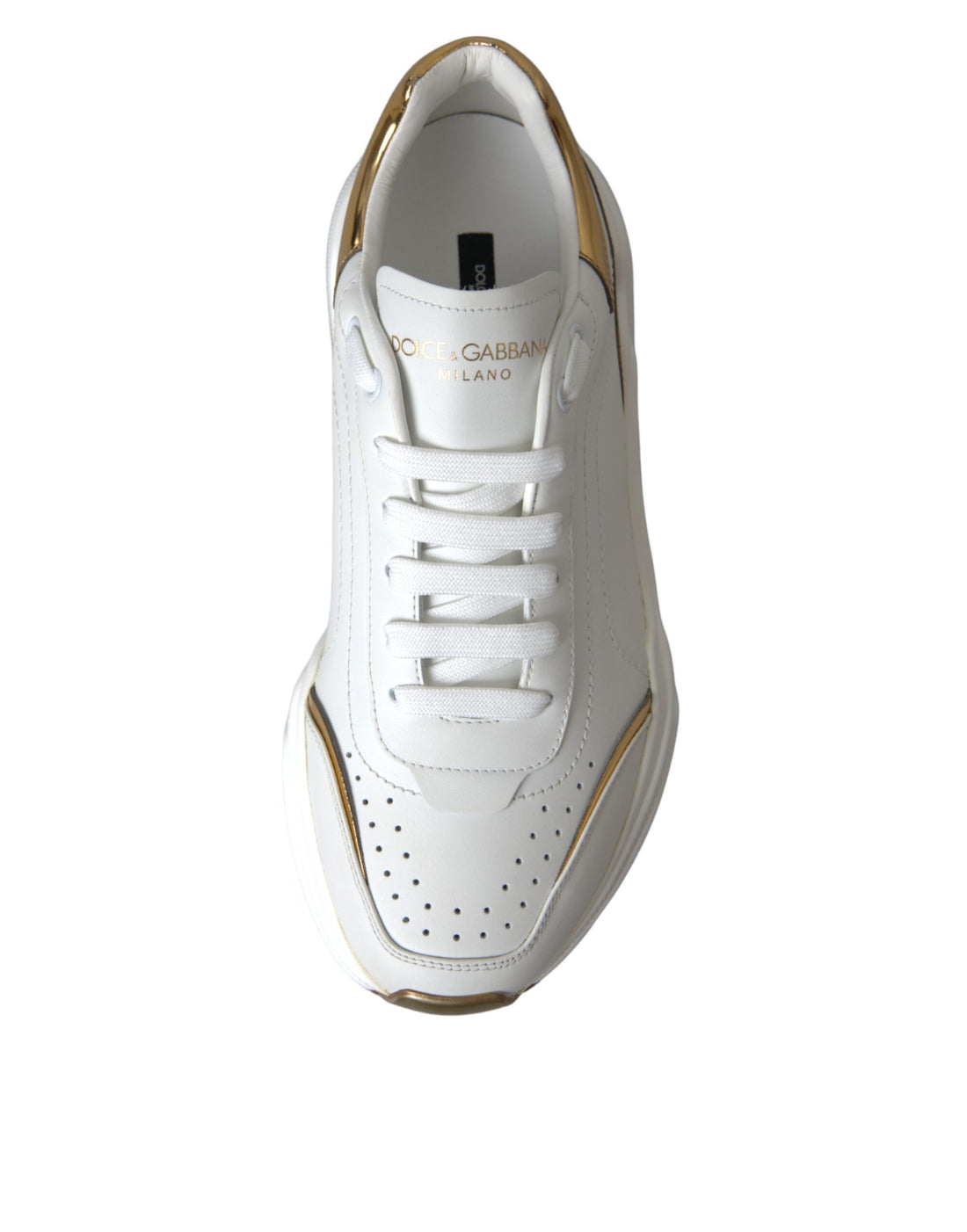 Dolce & Gabbana White Gold DAYMASTER Leather Sneakers Shoes