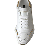 Dolce & Gabbana White Gold DAYMASTER Leather Sneakers Shoes