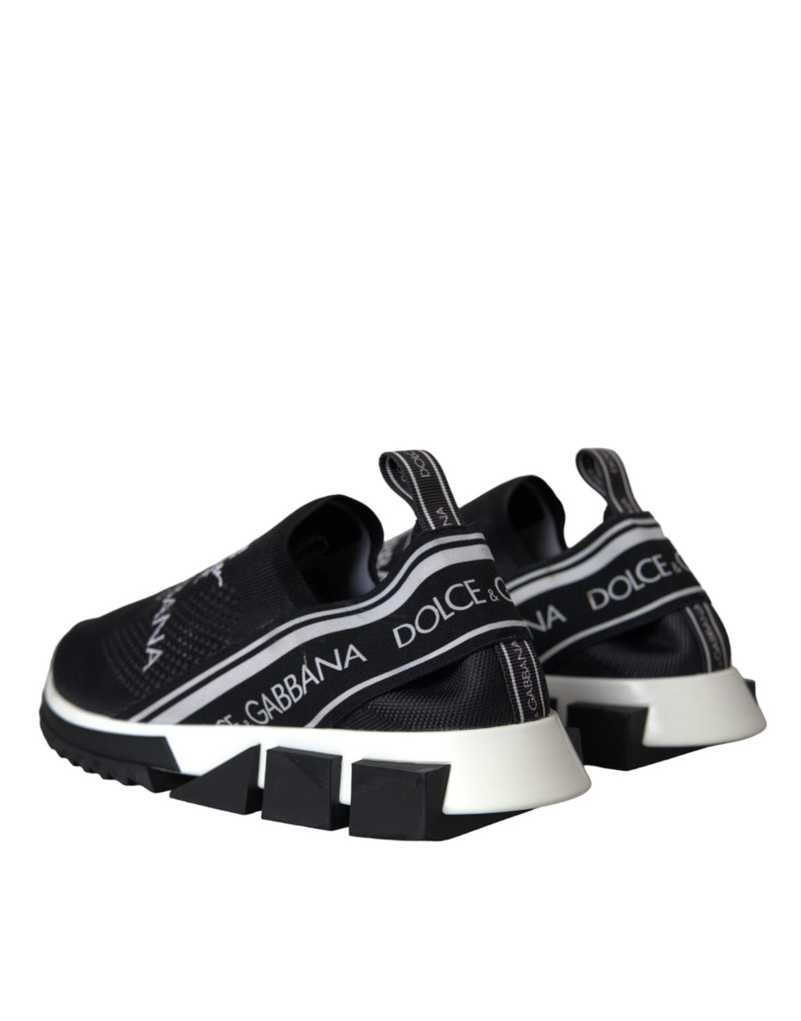Dolce & Gabbana Black White Sorrento Slip On Sneakers Shoes