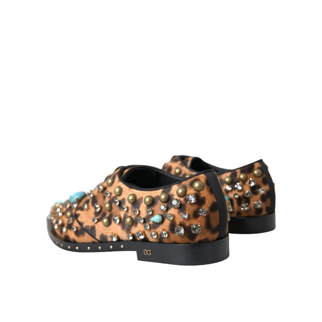 Dolce & Gabbana Brown Leopard Hair Crystal Dress Broque Shoes