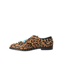 Dolce & Gabbana Brown Leopard Hair Crystal Dress Broque Shoes