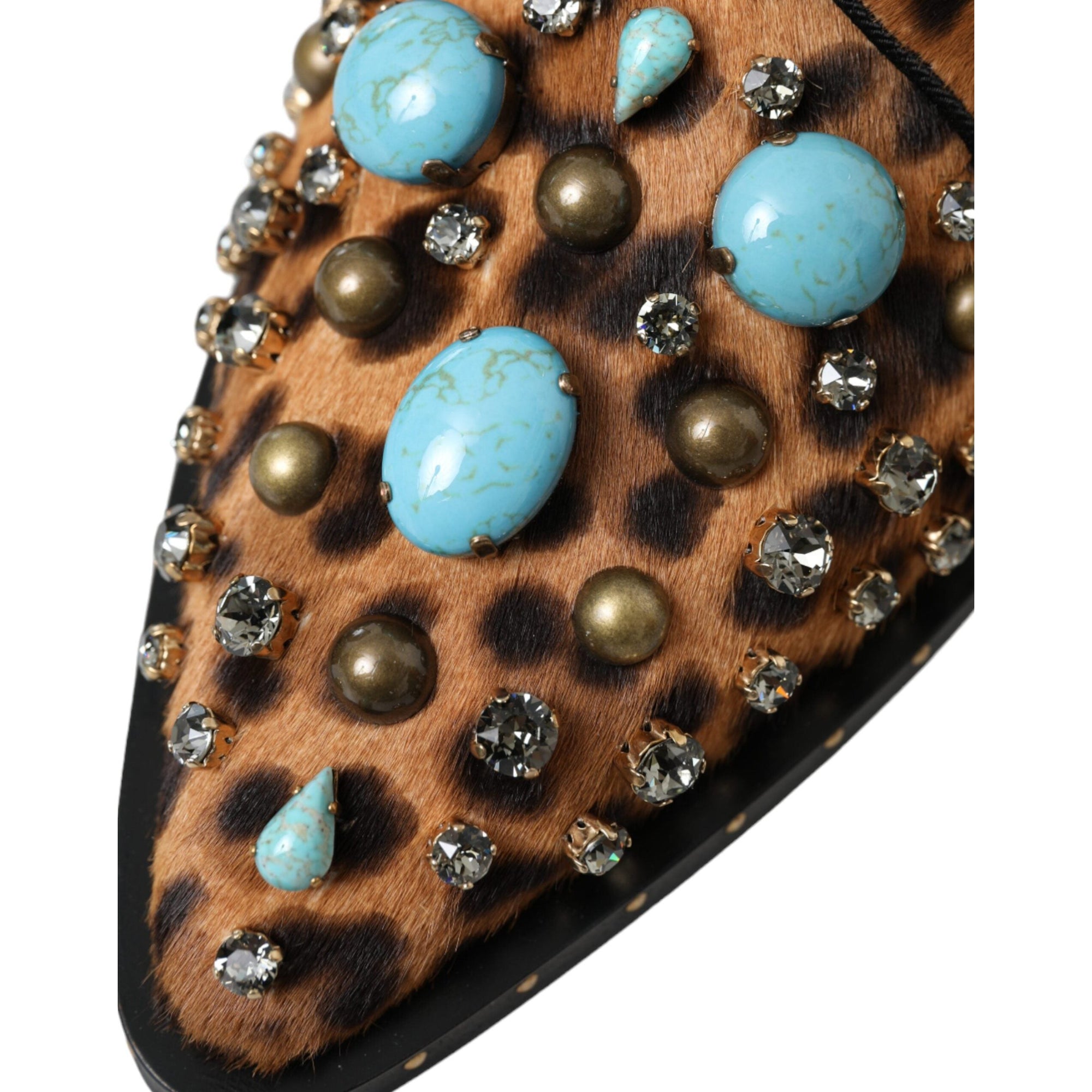 Dolce &amp; Gabbana Brown Leopard Hair Crystal Dress Broque Shoes