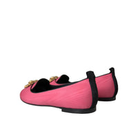 Dolce & Gabbana Pink Velvet Slip On Loafers Flats Shoes