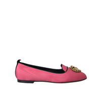 Dolce & Gabbana Pink Velvet Slip On Loafers Flats Shoes