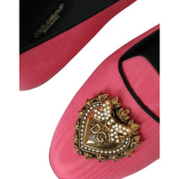 Dolce & Gabbana Pink Velvet Slip On Loafers Flats Shoes