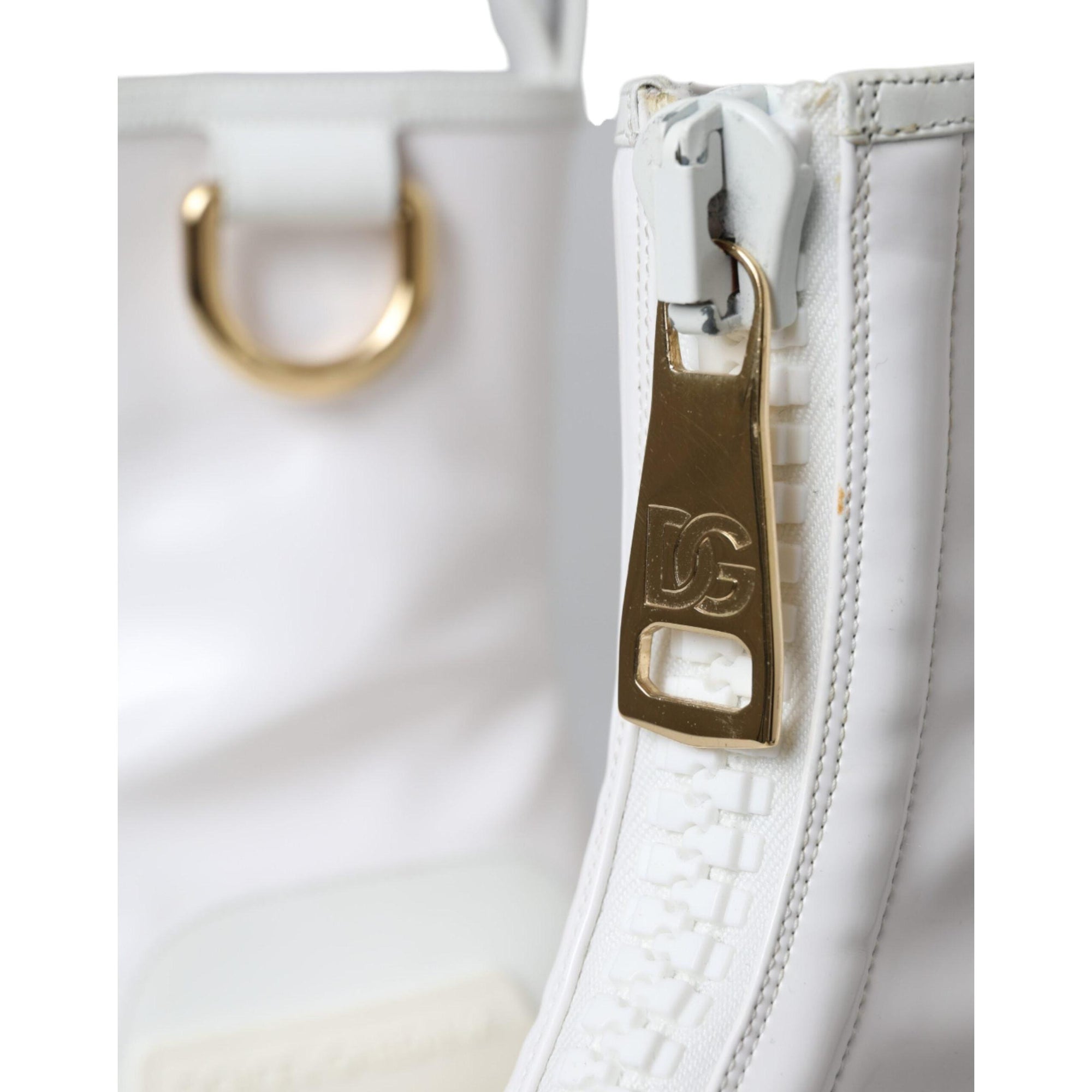 Dolce &amp; Gabbana White Leather Rubber Logo Ankle Boots Shoes
