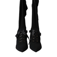 Dolce & Gabbana Black Stiletto Heels Mid Calf Boots Shoes