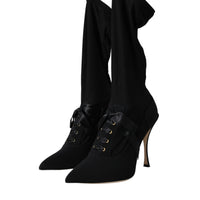 Dolce & Gabbana Black Stiletto Heels Mid Calf Boots Shoes