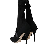 Dolce & Gabbana Black Stiletto Heels Mid Calf Boots Shoes