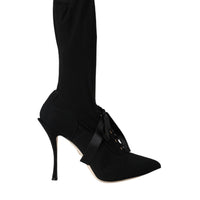 Dolce & Gabbana Black Stiletto Heels Mid Calf Boots Shoes