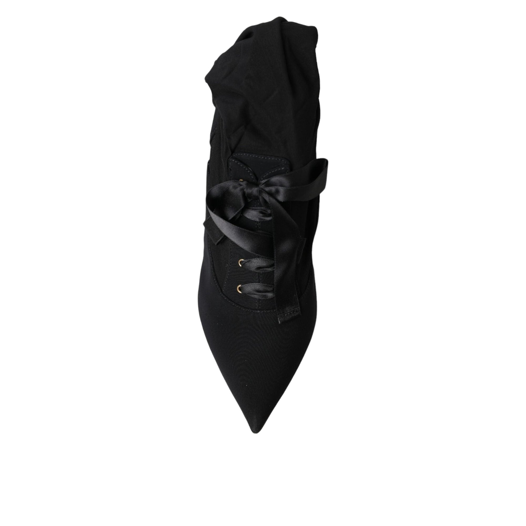 Dolce &amp; Gabbana Black Stiletto Heels Mid Calf Boots Shoes