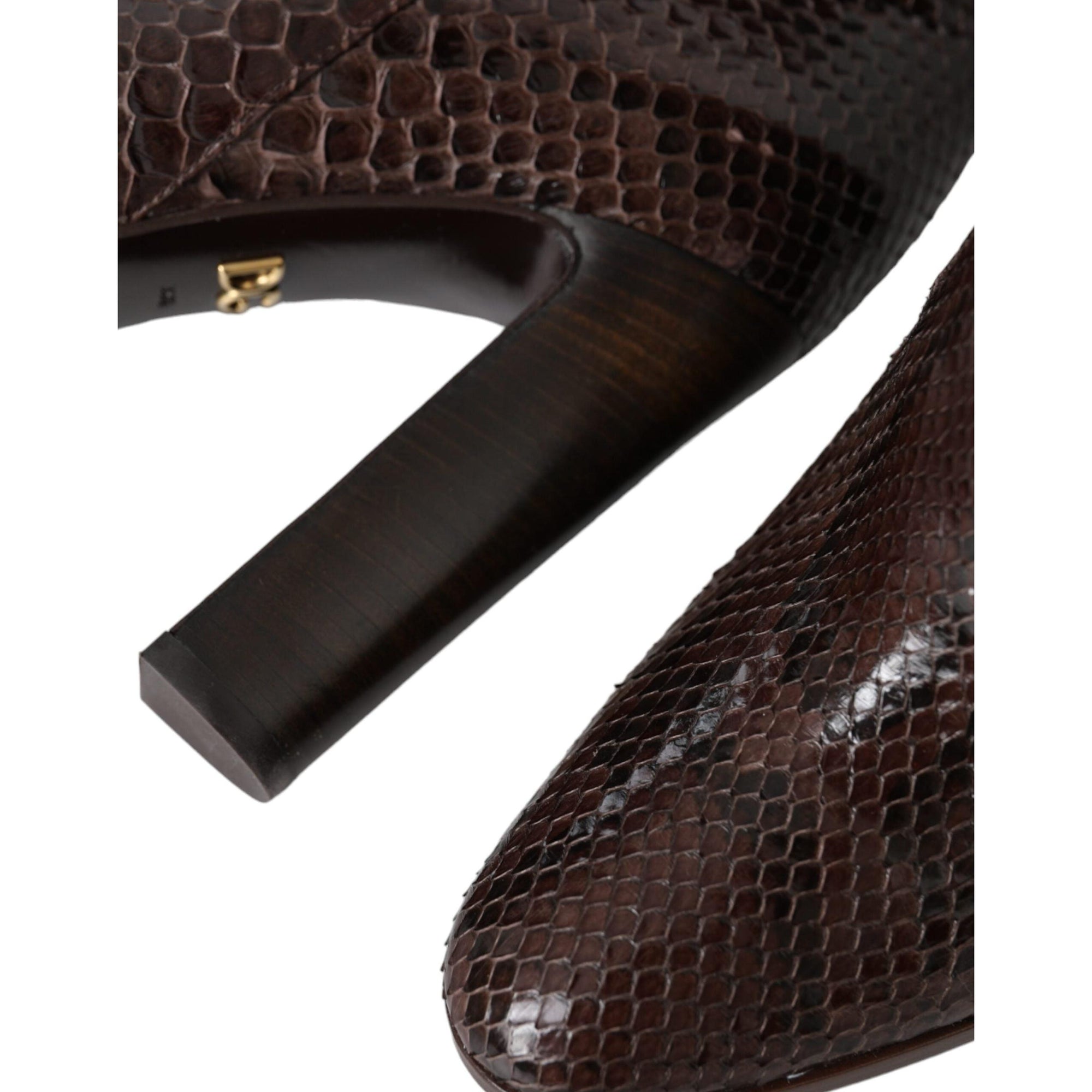 Dolce &amp; Gabbana Brown Exotic Leather Heels High Boots Shoes