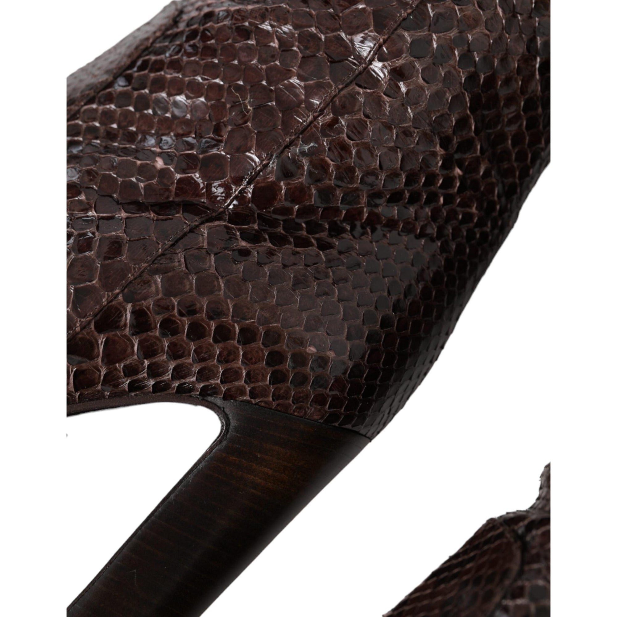 Dolce &amp; Gabbana Brown Exotic Leather Heels High Boots Shoes