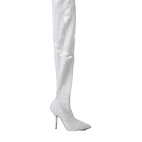 Dolce & Gabbana White Heels Stiletto Knee High Boots Shoes