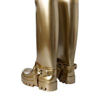 Dolce & Gabbana Metallic Gold Rubber PVC Rain Boots Shoes