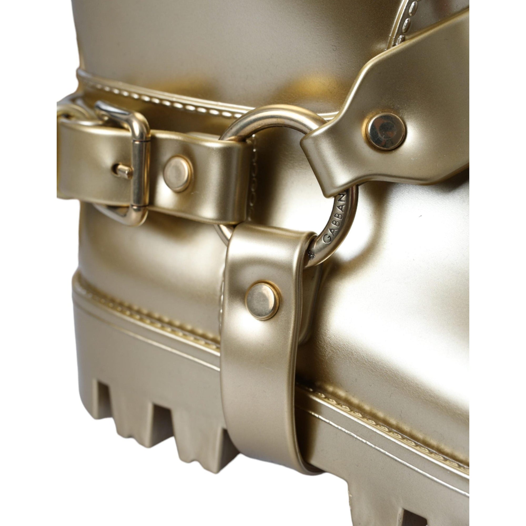 Dolce &amp; Gabbana Metallic Gold Rubber PVC Rain Boots Shoes