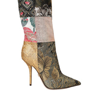 Dolce & Gabbana Multicolor Patchwork Print Heeled Boots Shoes