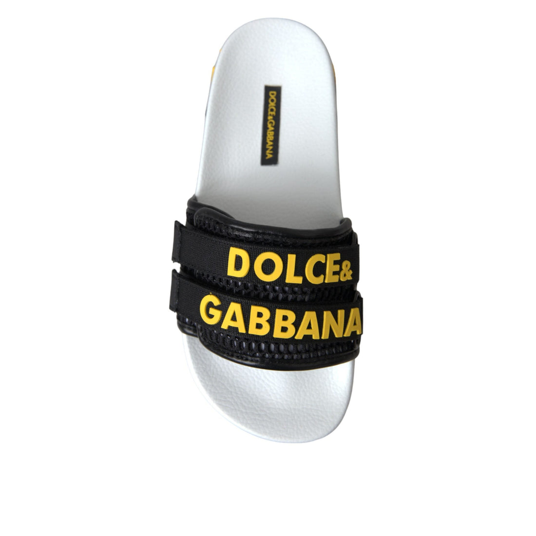 Dolce & Gabbana White Black Logo Beachwear Flats Sandals Shoes