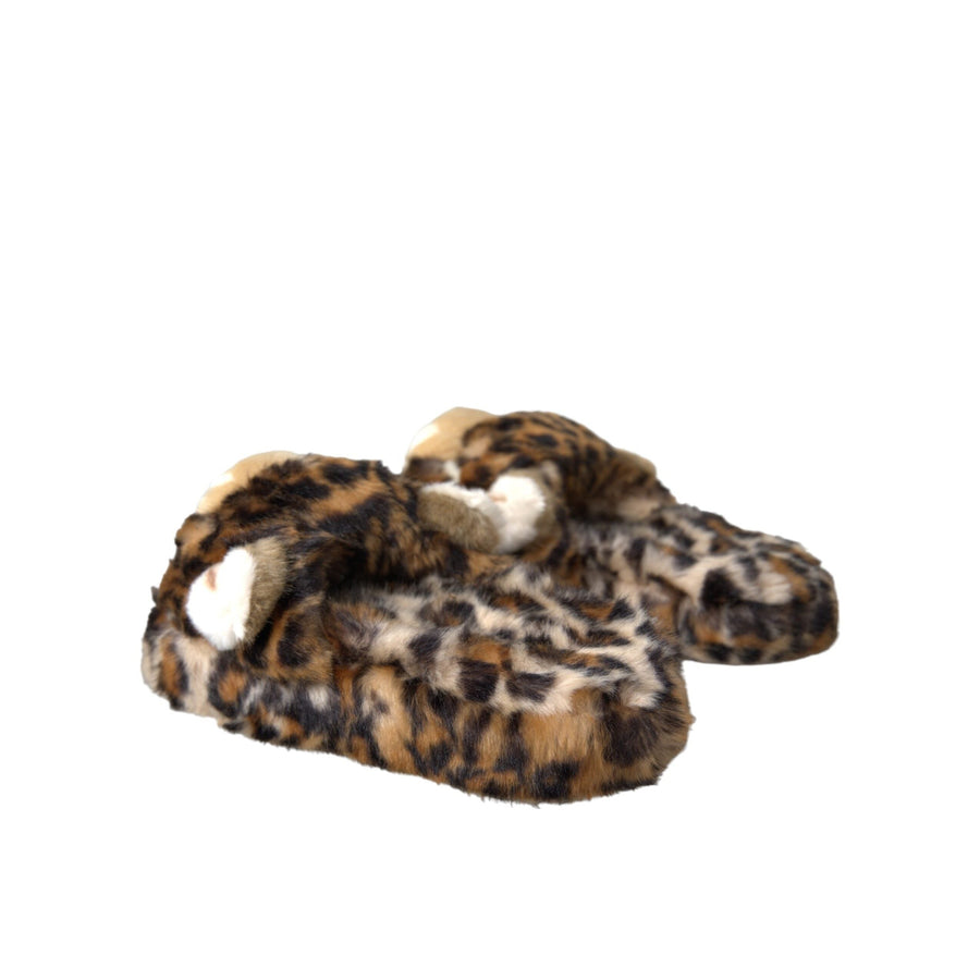 Dolce & Gabbana Brown Tiger Slippers Flats Sandals Shoes