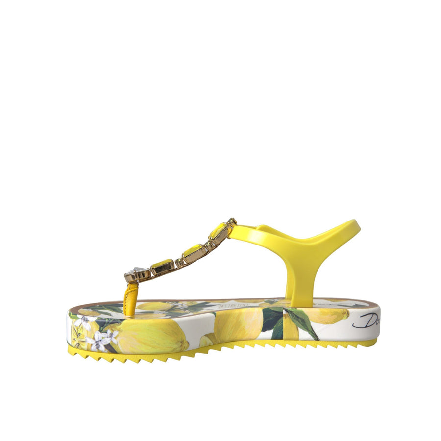 Dolce & Gabbana Yellow Lemon Beachwear Flats Sandals Shoes