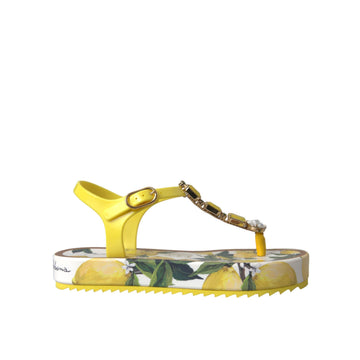 Dolce & Gabbana Yellow Lemon Beachwear Flats Sandals Shoes