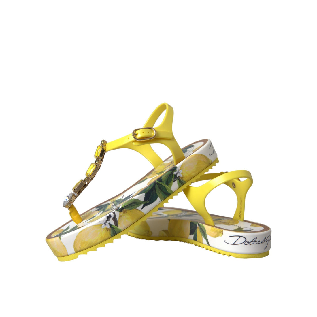 Dolce & Gabbana Yellow Lemon Beachwear Flats Sandals Shoes