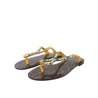 Dolce & Gabbana Multicolor Crystal Sandals Flip Flops Shoes