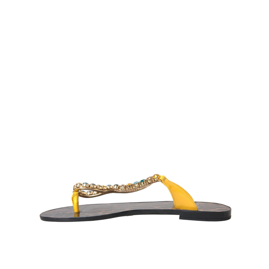 Dolce & Gabbana Multicolor Crystal Sandals Flip Flops Shoes